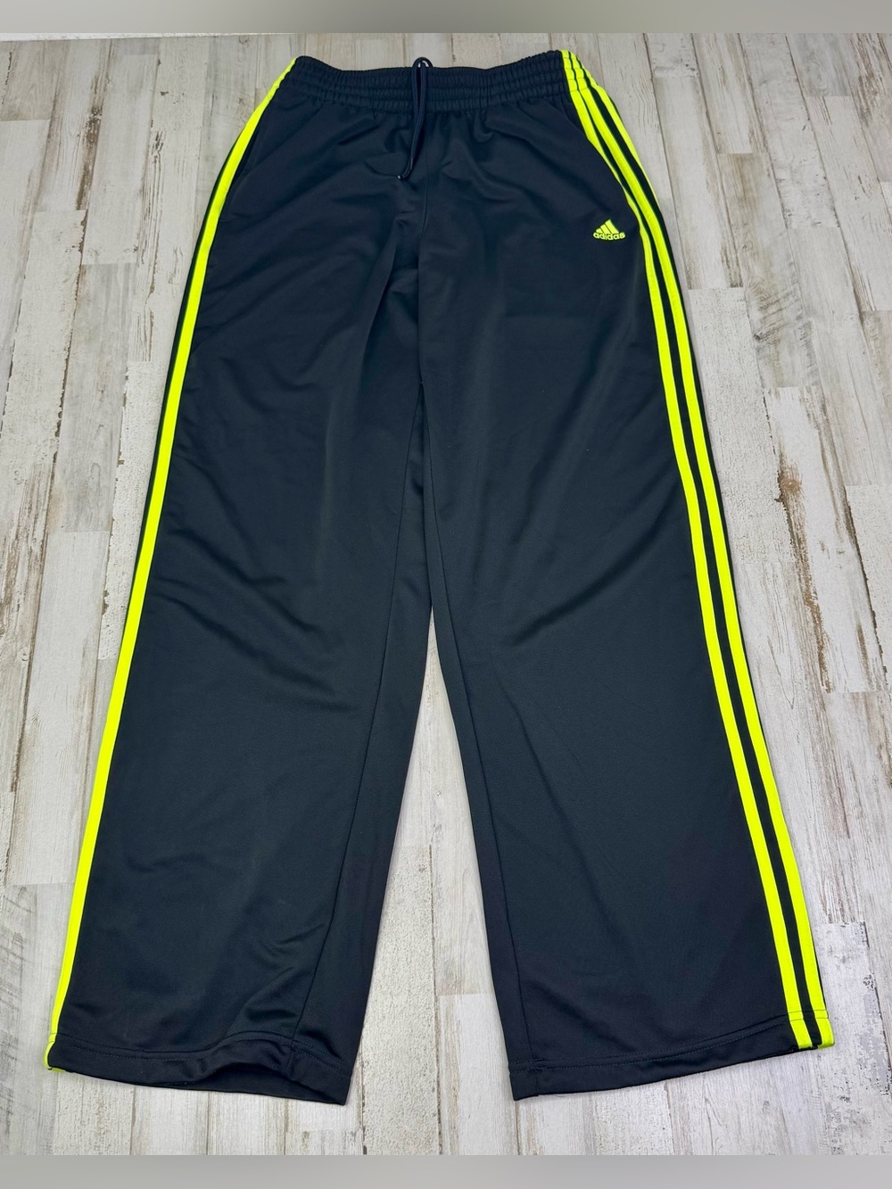 Adidas Climalite Men’s Medium Sweatpants Black Lime Stripe
